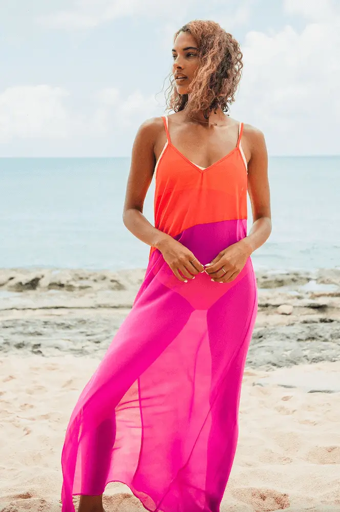 Beach Cover Up Dress Summer Maxi Dresses Online Coral Red and Magenta
