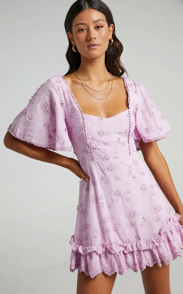 Where to Buy Cute Summer Dresses Online Lilac Flare Sleeve Dress