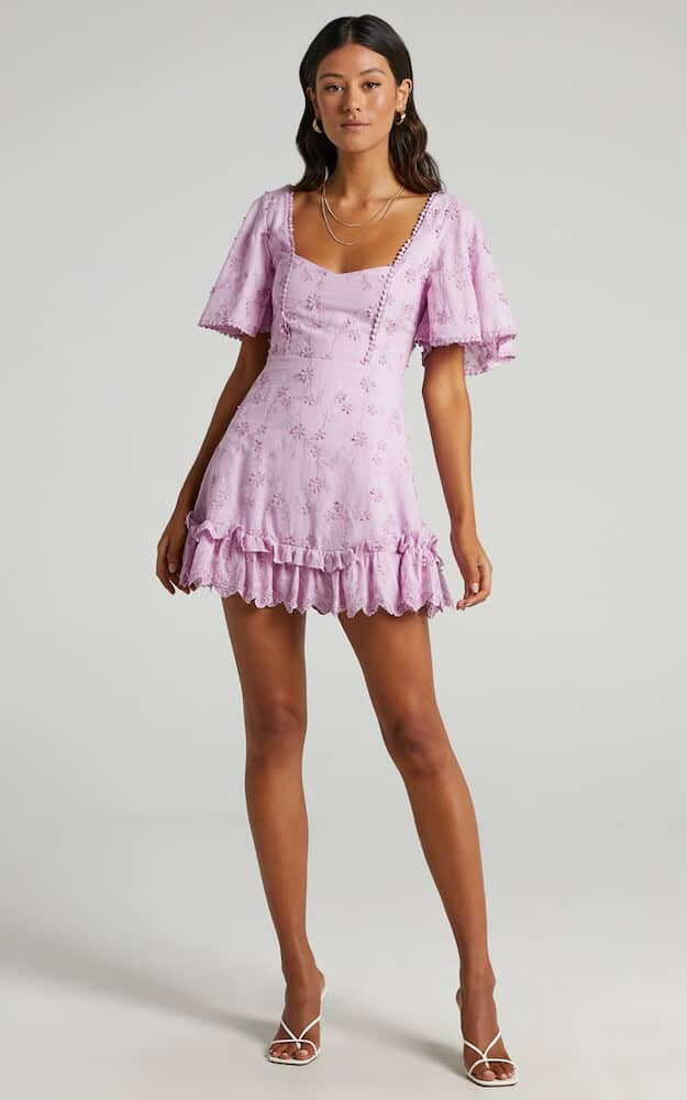Where to Buy Cute Sundresses Online Lilac Purple Flare Sleeve Dress