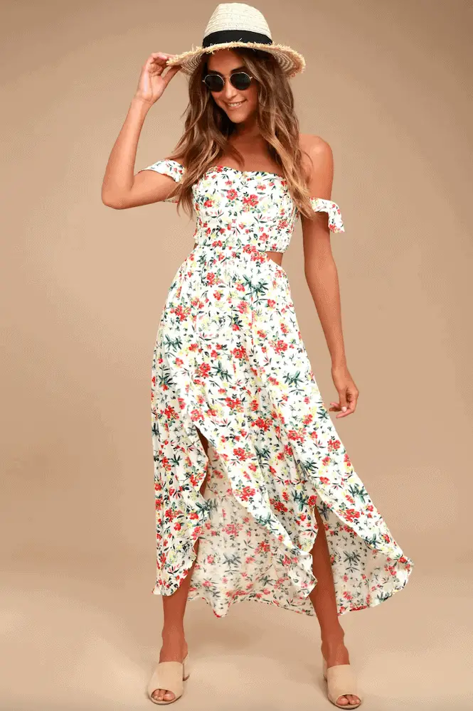 Where to Buy Summer Dresses Online Floral Print Off the Shoulder Dress