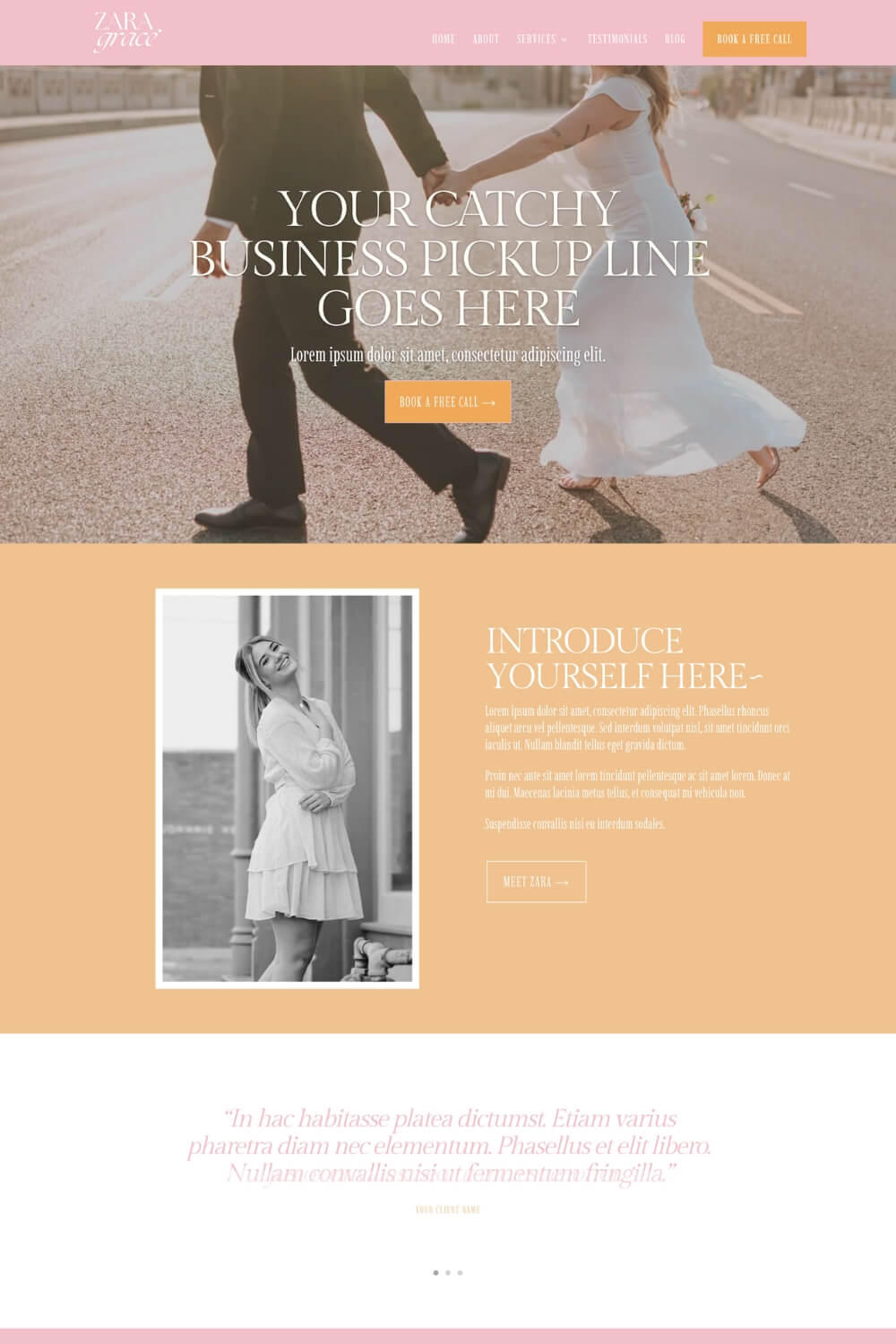 Pink WordPress Website Templates for Wedding Planners Done for You Zara