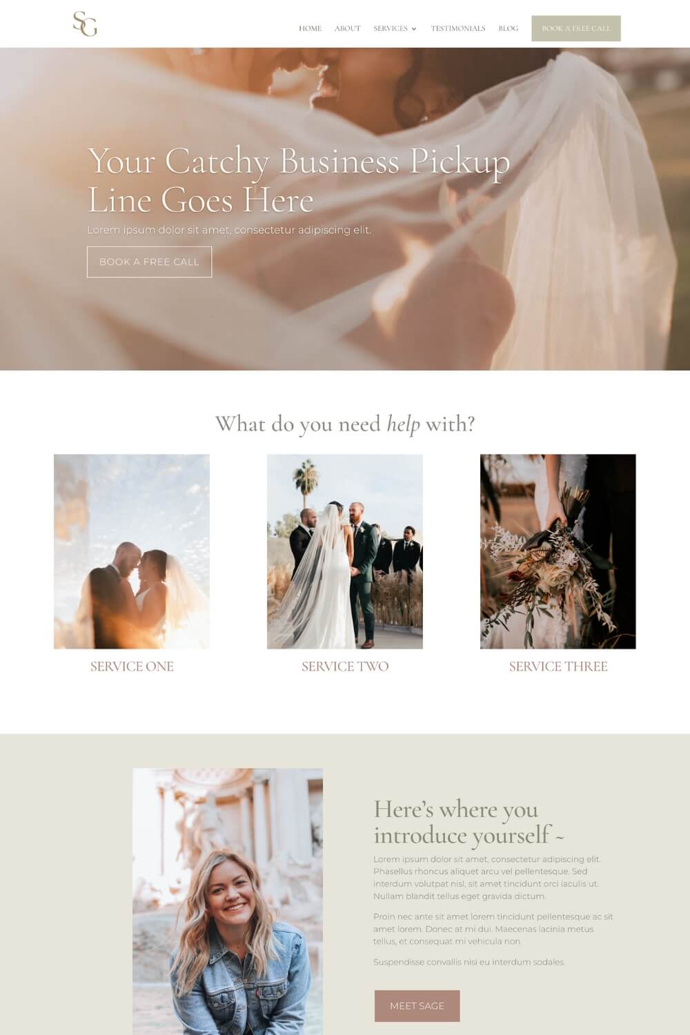 WordPress Website Templates for Wedding Planners Done for You Sage